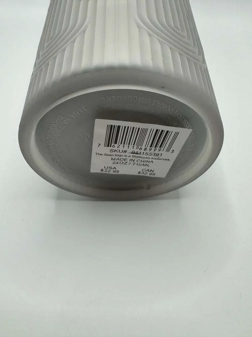 Starbucks Matte Grey Arch Texture 24 oz Cold Cup Tumbler (No Straw)